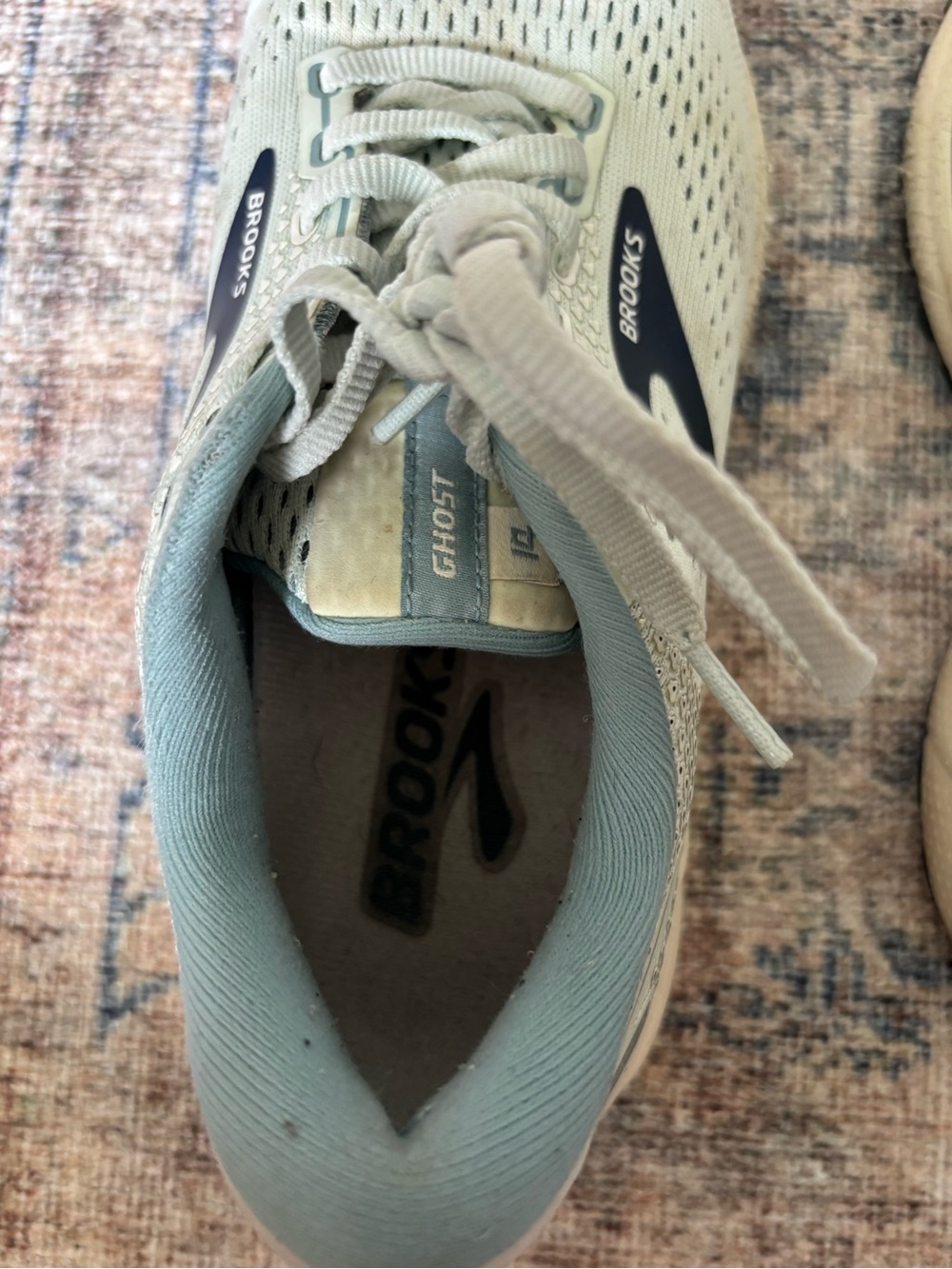 Brooks Ghost Running Shoes - Beige with Teal/Navy Accents - Picture 11 of 14